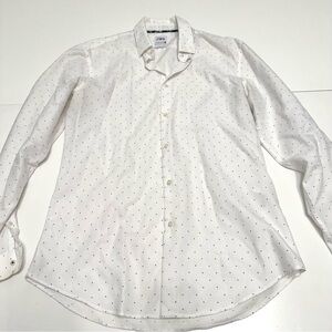 Zara slim fit white dress shirt with small hearts size L